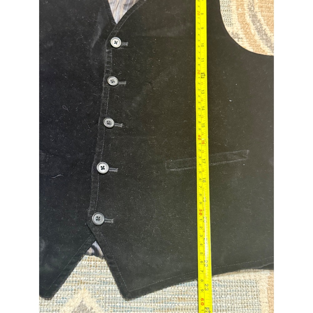 Madison Mens Black Velvet Waistcoat Vest Size 38 Formal Pinstripe Lining 1329 - Picture 3 of 8